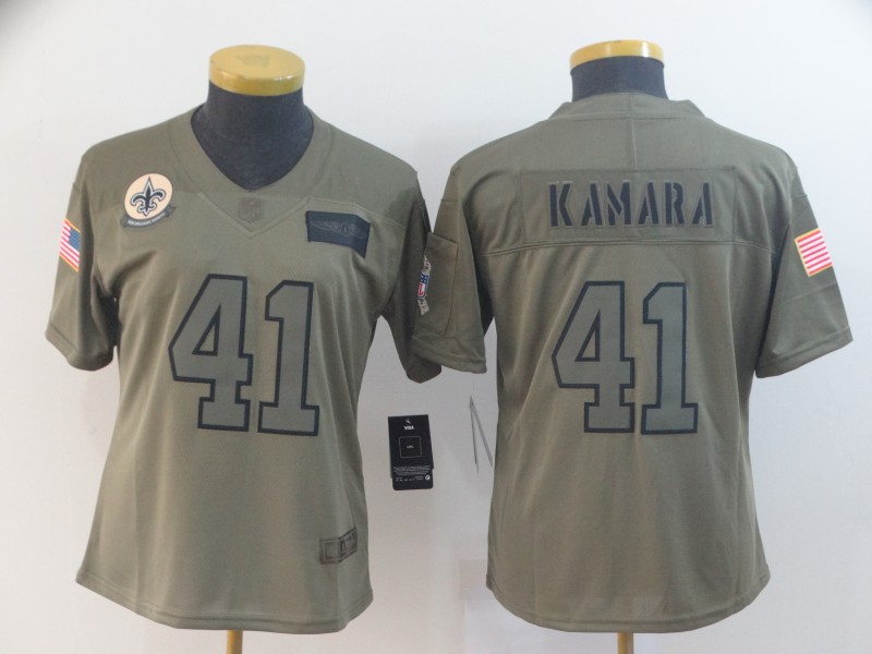 Women's New Orleans Saints #41 Alvin Kamara 2019 Camo Salute To Service Stitched NFL Jersey(Run Small)